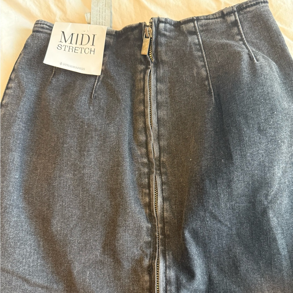 Gray Midi Stretch Women Skirt